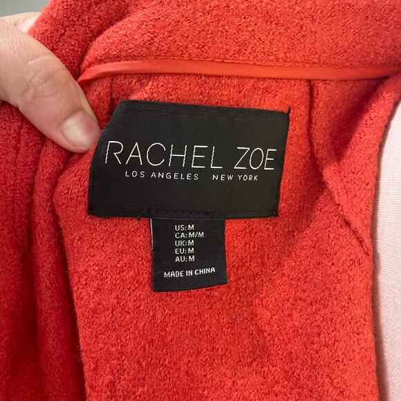 Rachel Zoe Orange Wool Blend Pocket Collared Long Sleeve Coat Size M - Picture 7 of 10